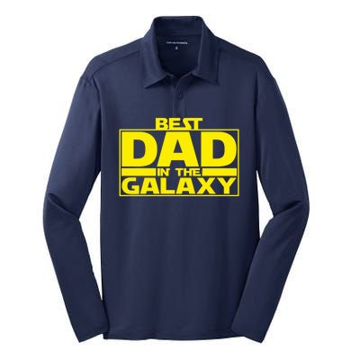 Best Dad In The Galaxy Father's Day Gift Silk Touch Performance Long Sleeve Polo