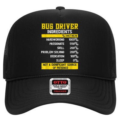 Bus Driver Ingredients High Crown Mesh Back Trucker Hat