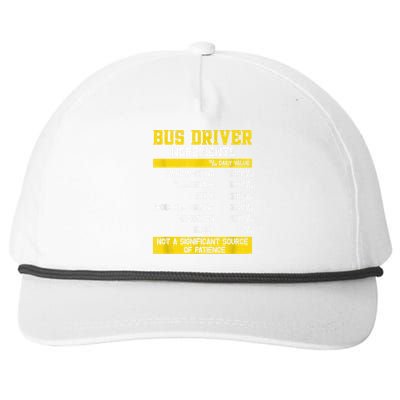 Bus Driver Ingredients Snapback Five-Panel Rope Hat