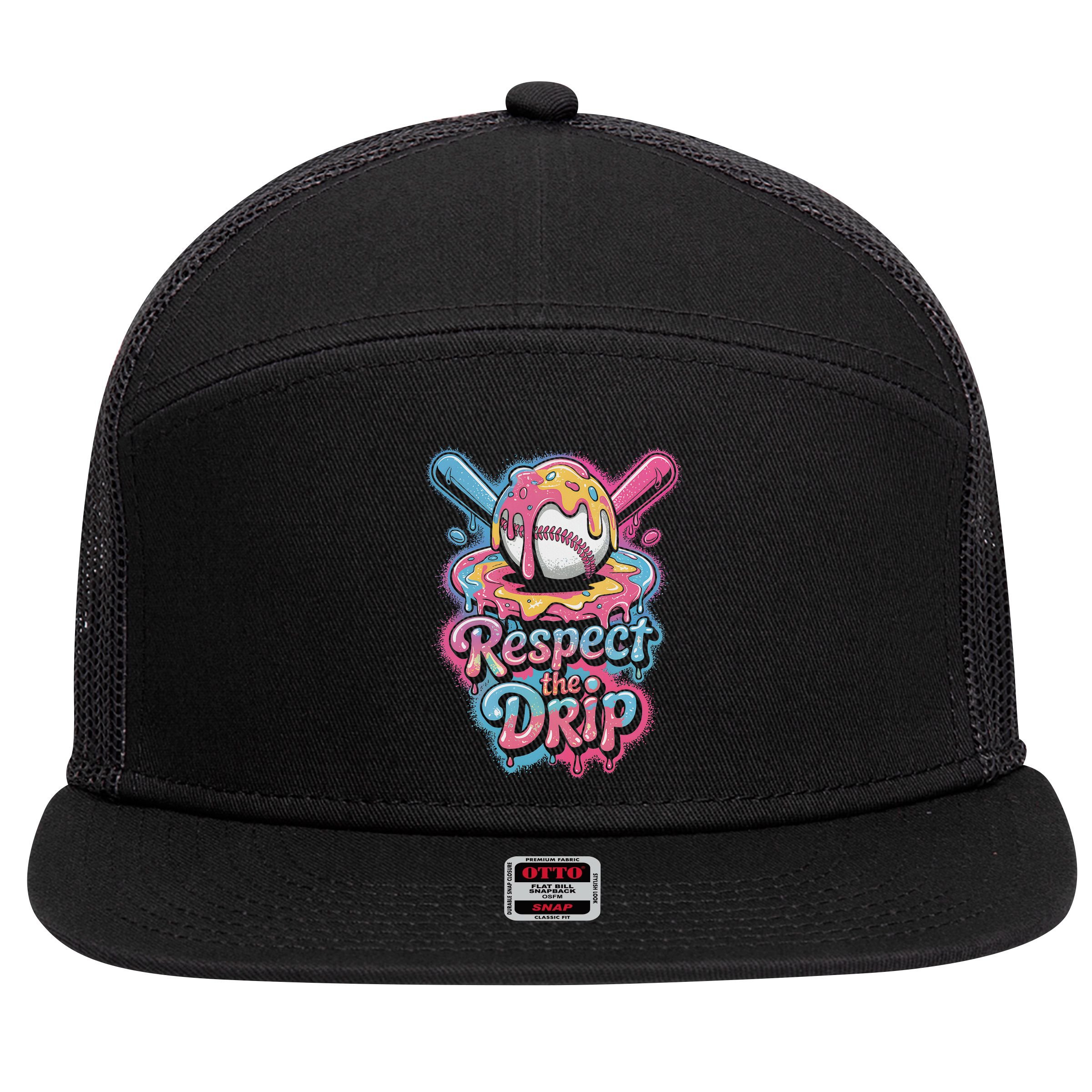 Baseball Drip Ice Cream Style For And Women 7 Panel Mesh Trucker Snapback Hat