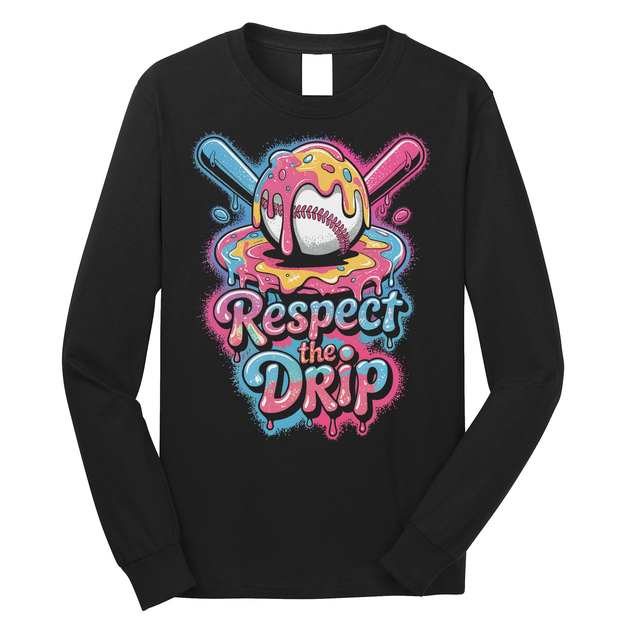 Baseball Drip Ice Cream Style For And Women Long Sleeve Shirt
