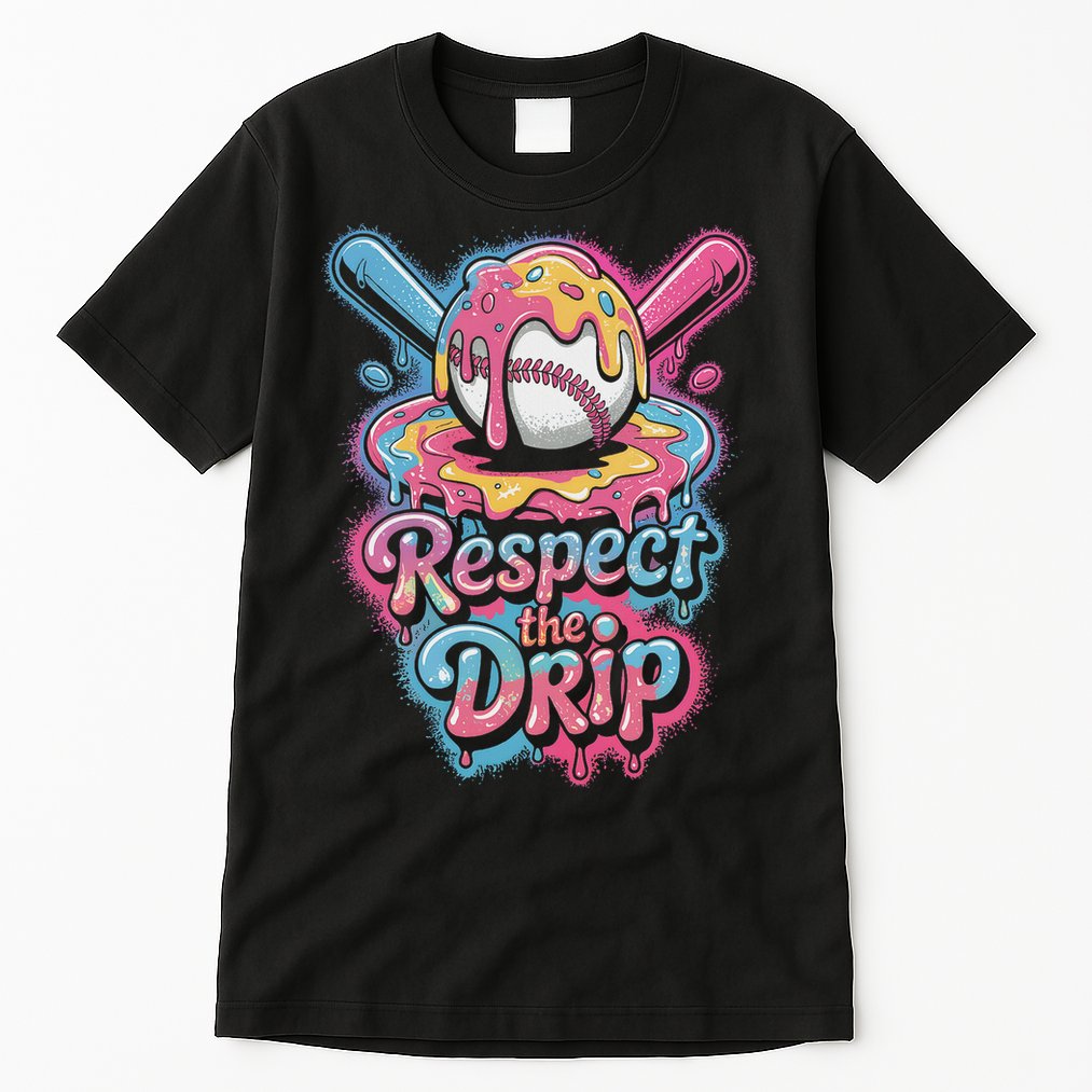 Baseball Drip Ice Cream Style For And Women Tall T-Shirt