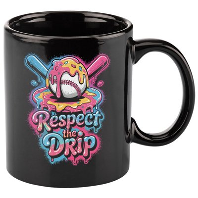 Baseball Drip Ice Cream Style For And Women 11oz C Handle Ceramic Mug