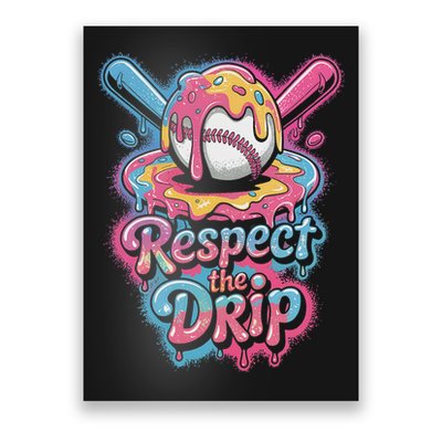 Baseball Drip Ice Cream Style For And Women Poster