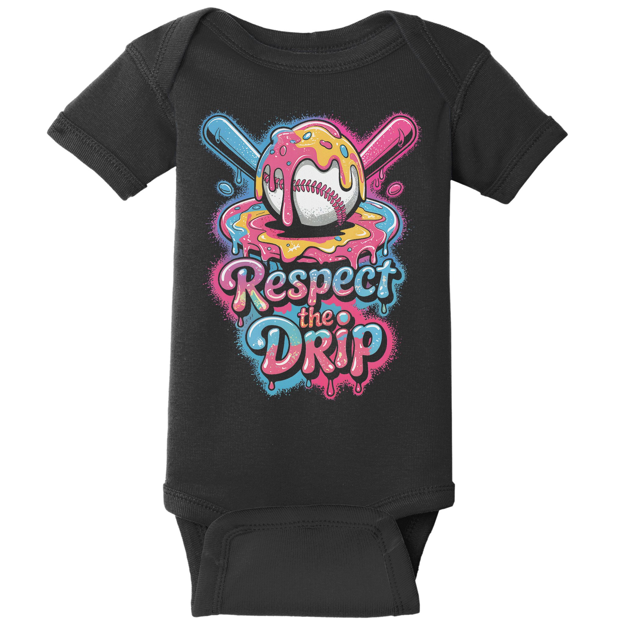 Baseball Drip Ice Cream Style For And Women Baby Bodysuit