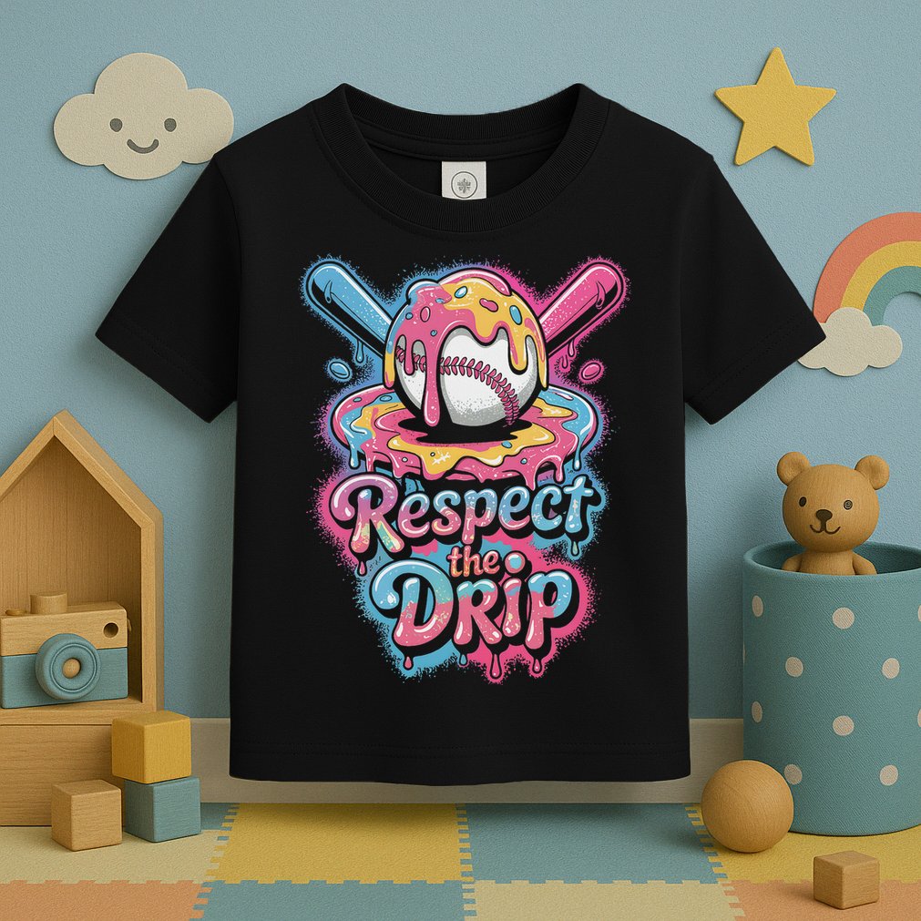 Baseball Drip Ice Cream Style For And Women Toddler T-Shirt