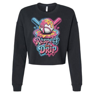 Baseball Drip Ice Cream Style For And Women Cropped Pullover Crew