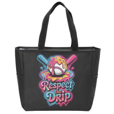 Baseball Drip Ice Cream Style For And Women Zip Tote Bag