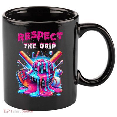 Baseball Drip Ice Cream Drip Respect The Drip 11oz C Handle Ceramic Mug