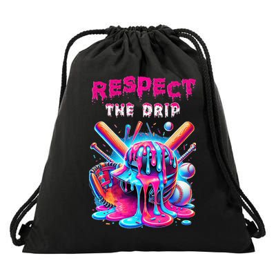 Baseball Drip Ice Cream Drip Respect The Drip Drawstring Bag