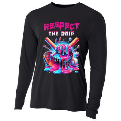 Baseball Drip Ice Cream Drip Respect The Drip Cooling Performance Long Sleeve Crew