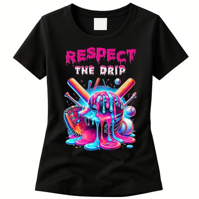 Baseball Drip Ice Cream Drip Respect The Drip Womens T-Shirt