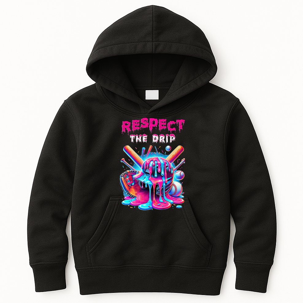 Baseball Drip Ice Cream Drip Respect The Drip Kids Hoodie