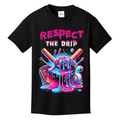 Baseball Drip Ice Cream Drip Respect The Drip Kids T-Shirt