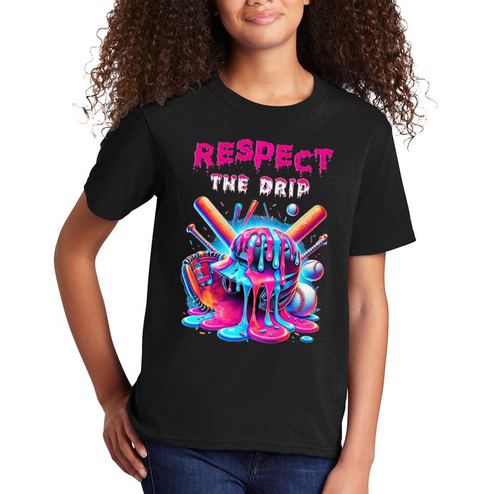 Baseball Drip Ice Cream Drip Respect The Drip Kids T-Shirt