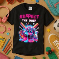 Baseball Drip Ice Cream Drip Respect The Drip Kids T-Shirt