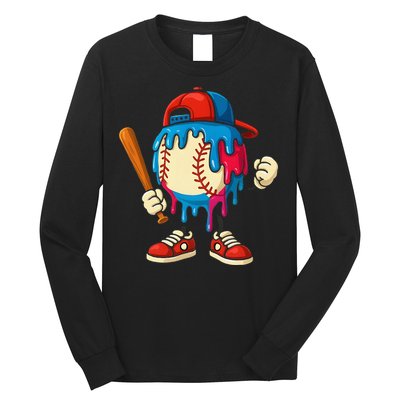 Baseball Drip Ice Cream Drip Sport Game Day Long Sleeve Shirt