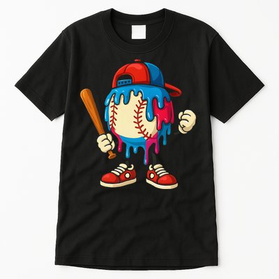 Baseball Drip Ice Cream Drip Sport Game Day Tall T-Shirt