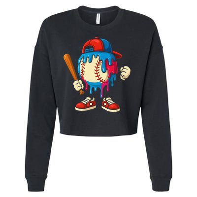 Baseball Drip Ice Cream Drip Sport Game Day Cropped Pullover Crew