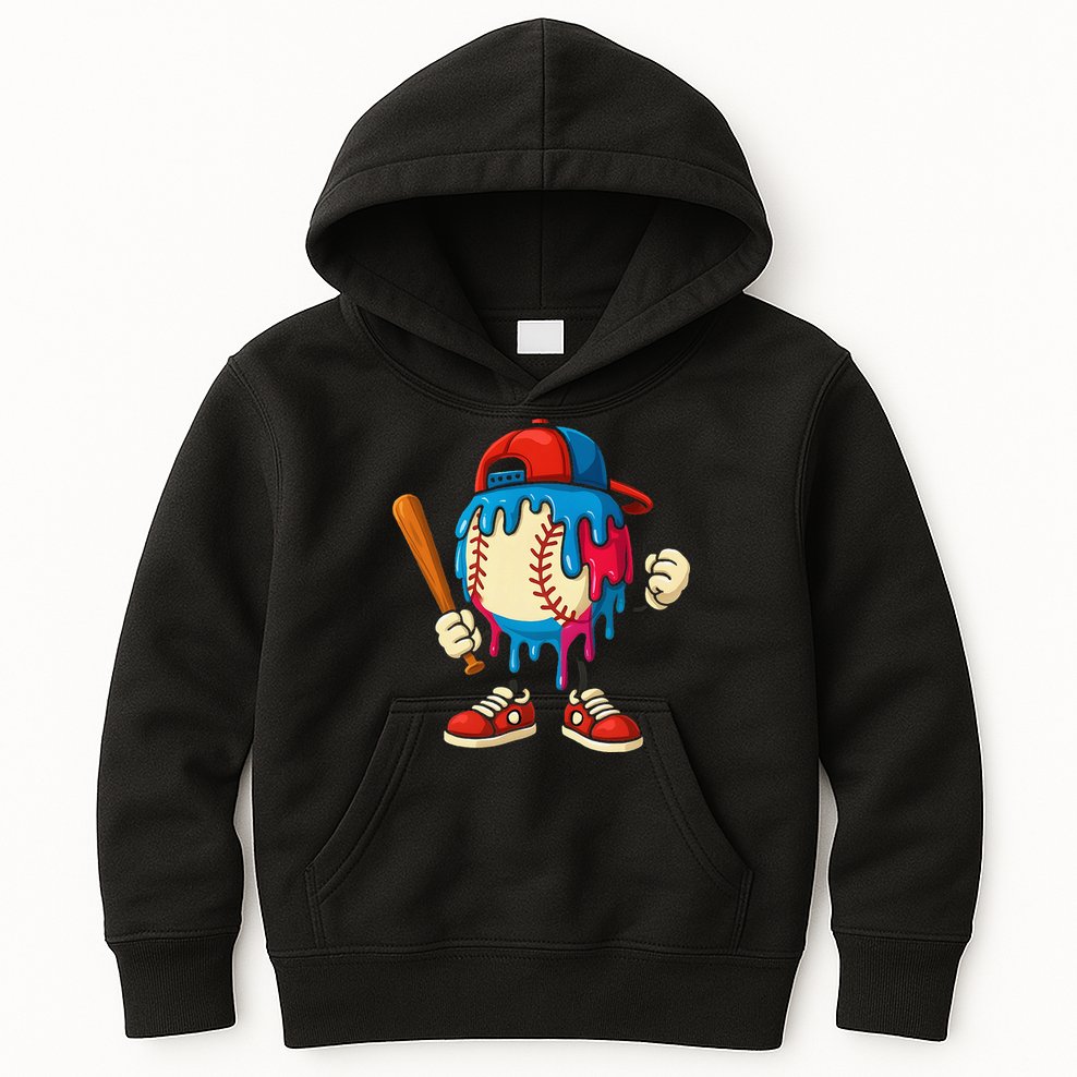 Baseball Drip Ice Cream Drip Sport Game Day Kids Hoodie