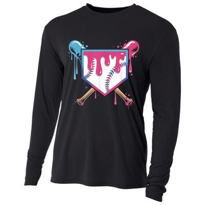 Baseball Drip  Ice Cream Drip Bo.ys Baseball Cooling Performance Long Sleeve Crew