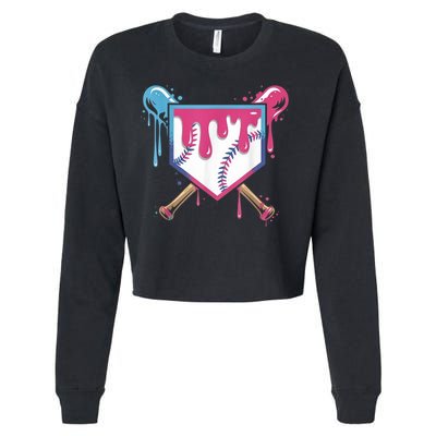 Baseball Drip  Ice Cream Drip Bo.ys Baseball Cropped Pullover Crew