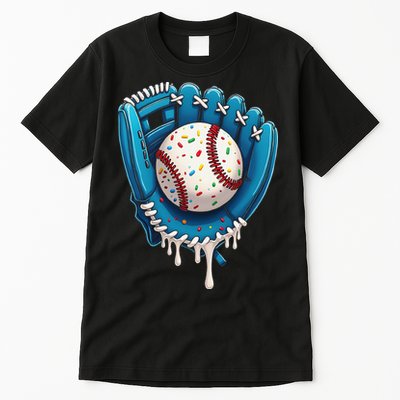 Baseball Drip Ice Cream Sprinkles Baseball Glove Tall T-Shirt