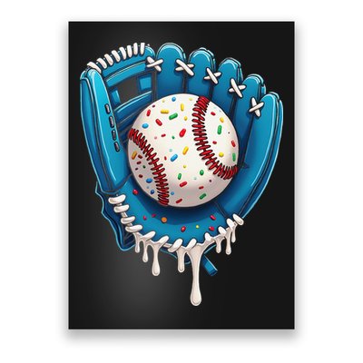 Baseball Drip Ice Cream Sprinkles Baseball Glove Poster