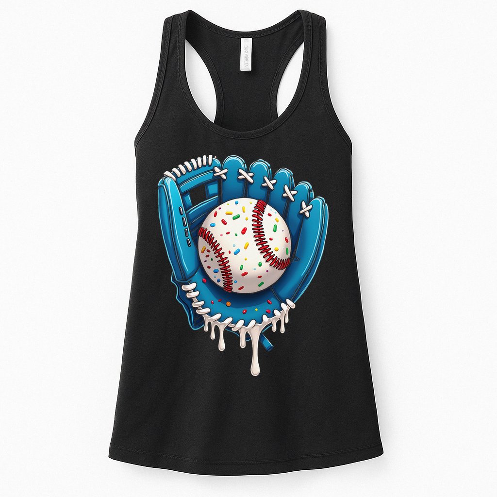 Baseball Drip Ice Cream Sprinkles Baseball Glove Womens Tank Top