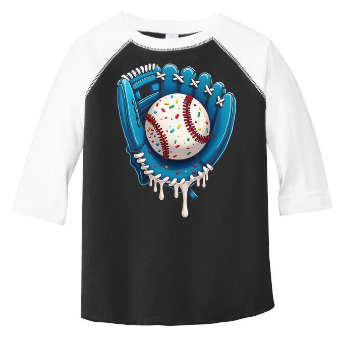 Baseball Drip Ice Cream Sprinkles Baseball Glove Toddler Fine Jersey T-Shirt