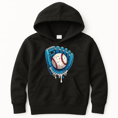 Baseball Drip Ice Cream Sprinkles Baseball Glove Kids Hoodie