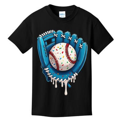 Baseball Drip Ice Cream Sprinkles Baseball Glove Kids T-Shirt