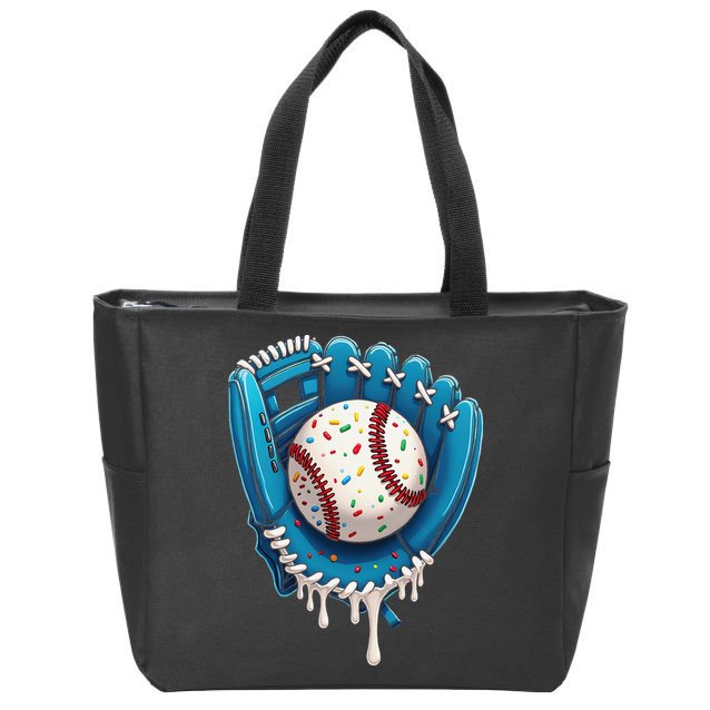 Baseball Drip Ice Cream Sprinkles Baseball Glove Zip Tote Bag