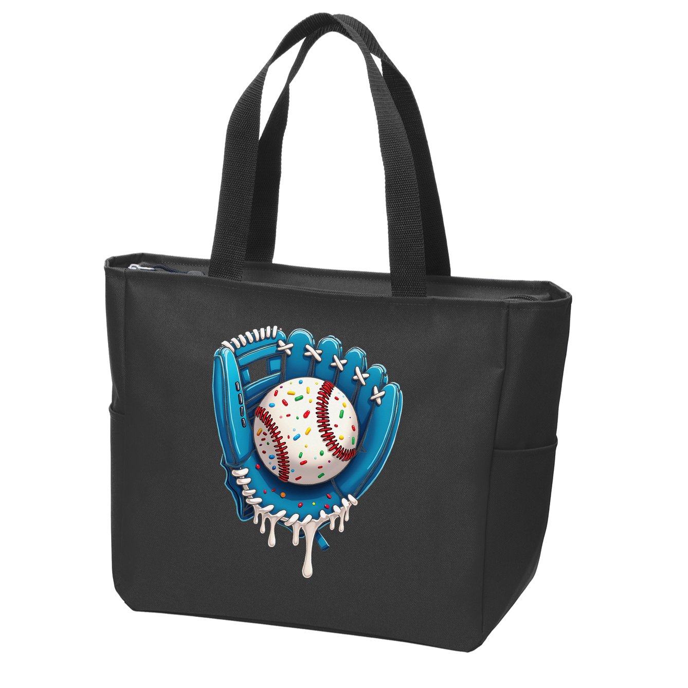 Baseball Drip Ice Cream Sprinkles Baseball Glove Zip Tote Bag