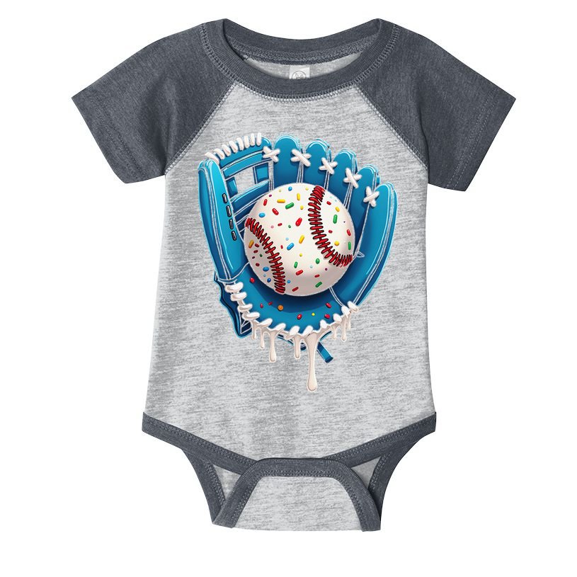 Baseball Drip Ice Cream Sprinkles Baseball Glove Infant Baby Jersey Bodysuit