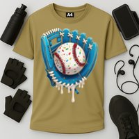 Baseball Drip Ice Cream Sprinkles Baseball Glove Cooling Performance Crew T-Shirt