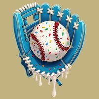 Baseball Drip Ice Cream Sprinkles Baseball Glove Cooling Performance Crew T-Shirt