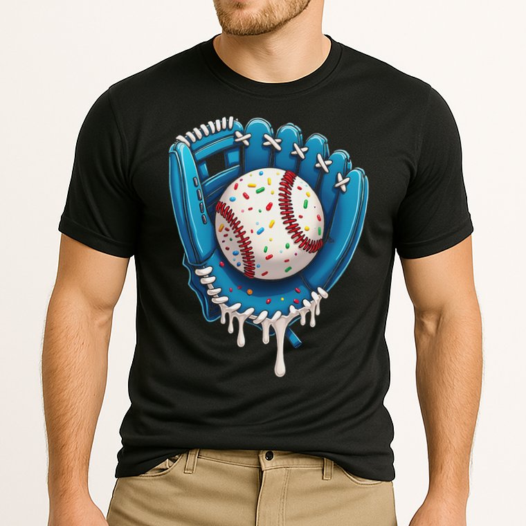 Baseball Drip Ice Cream Sprinkles Baseball Glove Cooling Performance Crew T-Shirt