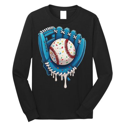 Baseball Drip Ice Cream Sprinkles Baseball Glove Long Sleeve Shirt