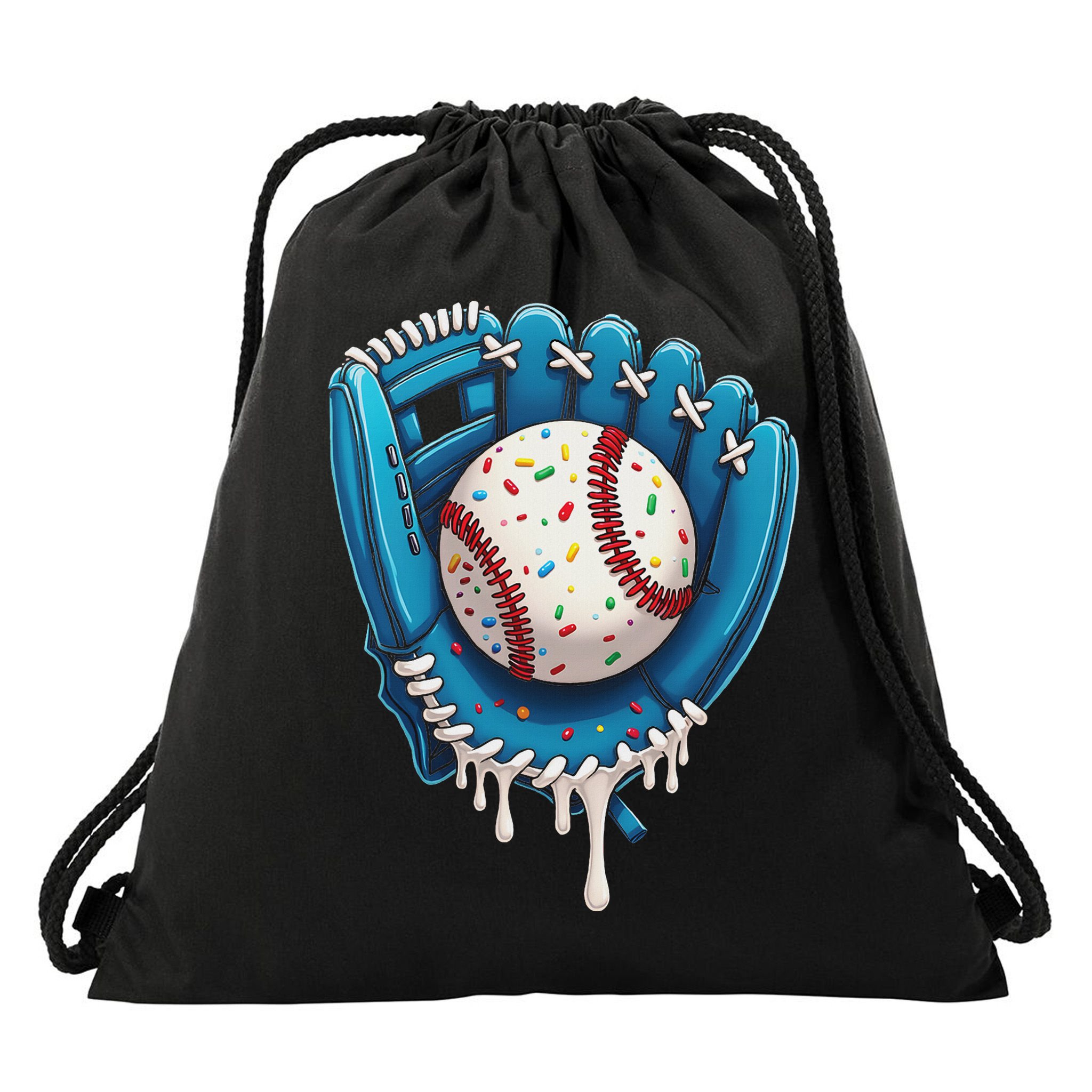 Baseball Drip Ice Cream Sprinkles Baseball Glove Drawstring Bag