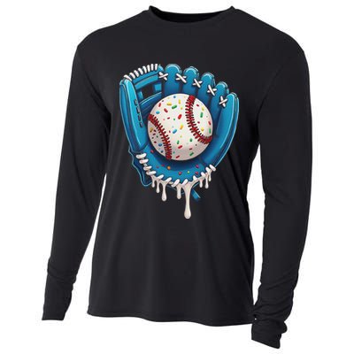 Baseball Drip Ice Cream Sprinkles Baseball Glove Cooling Performance Long Sleeve Crew