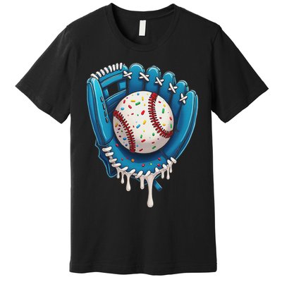 Baseball Drip Ice Cream Sprinkles Baseball Glove Premium T-Shirt