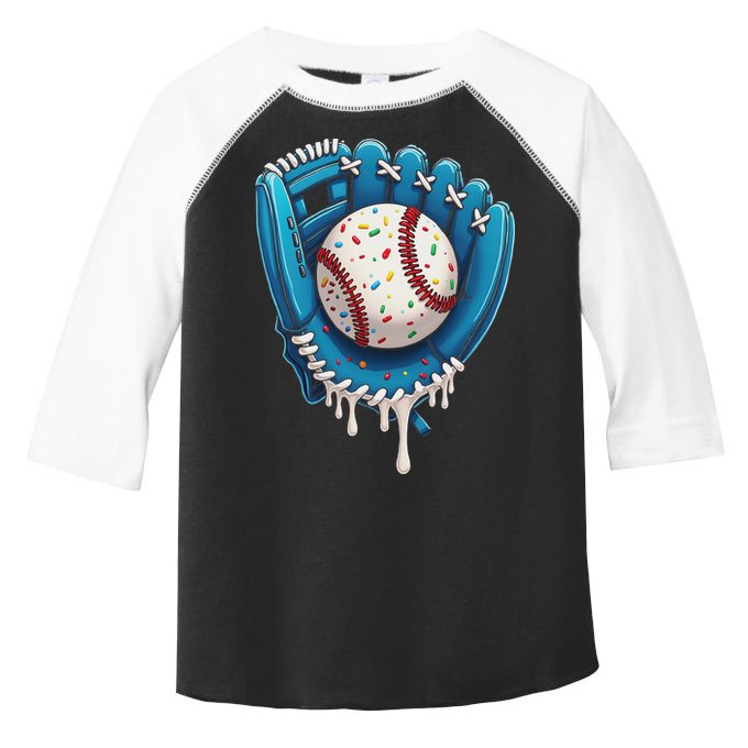 Baseball Drip Ice Cream Sprinkles Baseball Glove Toddler Fine Jersey T-Shirt