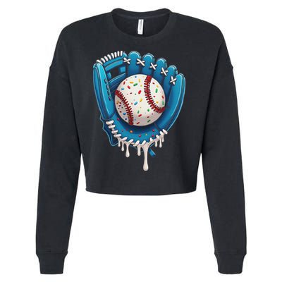 Baseball Drip Ice Cream Sprinkles Baseball Glove Cropped Pullover Crew