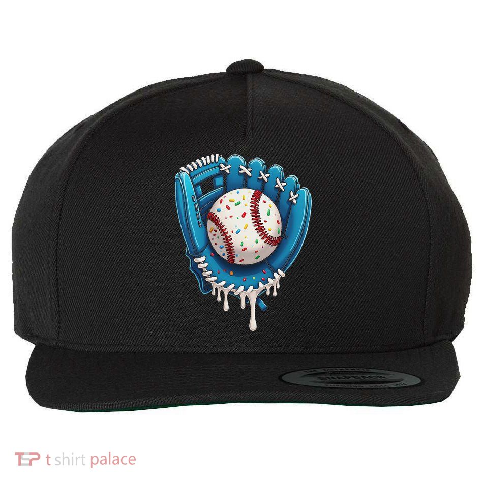 Baseball Drip Ice Cream Sprinkles Baseball Glove Wool Snapback Cap