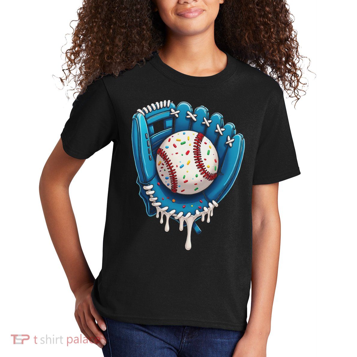 Baseball Drip Ice Cream Sprinkles Baseball Glove Kids T-Shirt