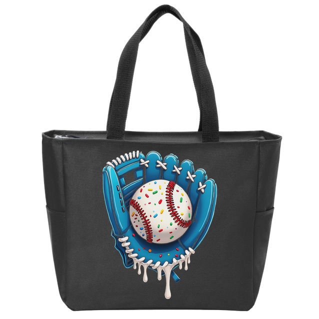 Baseball Drip Ice Cream Sprinkles Baseball Glove Zip Tote Bag
