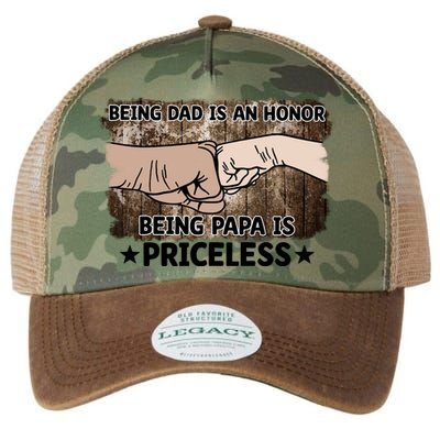 Being Dad Is An Honor Being Papa Is Priceless Father's Day Legacy Tie Dye Trucker Hat