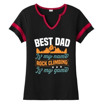 Best Dad Is My Name Funny Gift Bouldering Rock Climber Dad Gift Ladies Halftime Notch Neck Tee