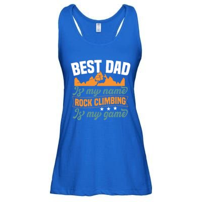 Best Dad Is My Name Funny Gift Bouldering Rock Climber Dad Gift Ladies Essential Flowy Tank